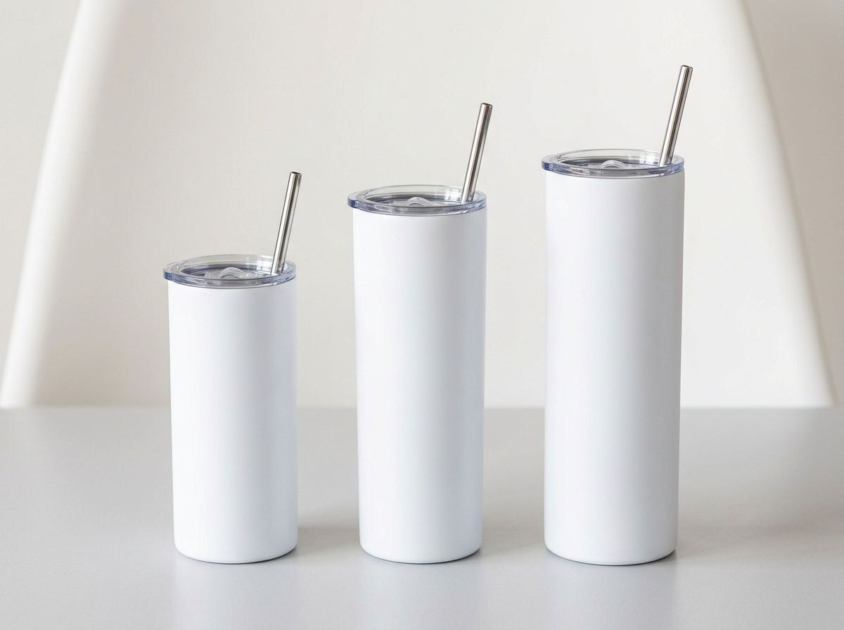 White Glossy Sublimation Blank Skinny Tumbler