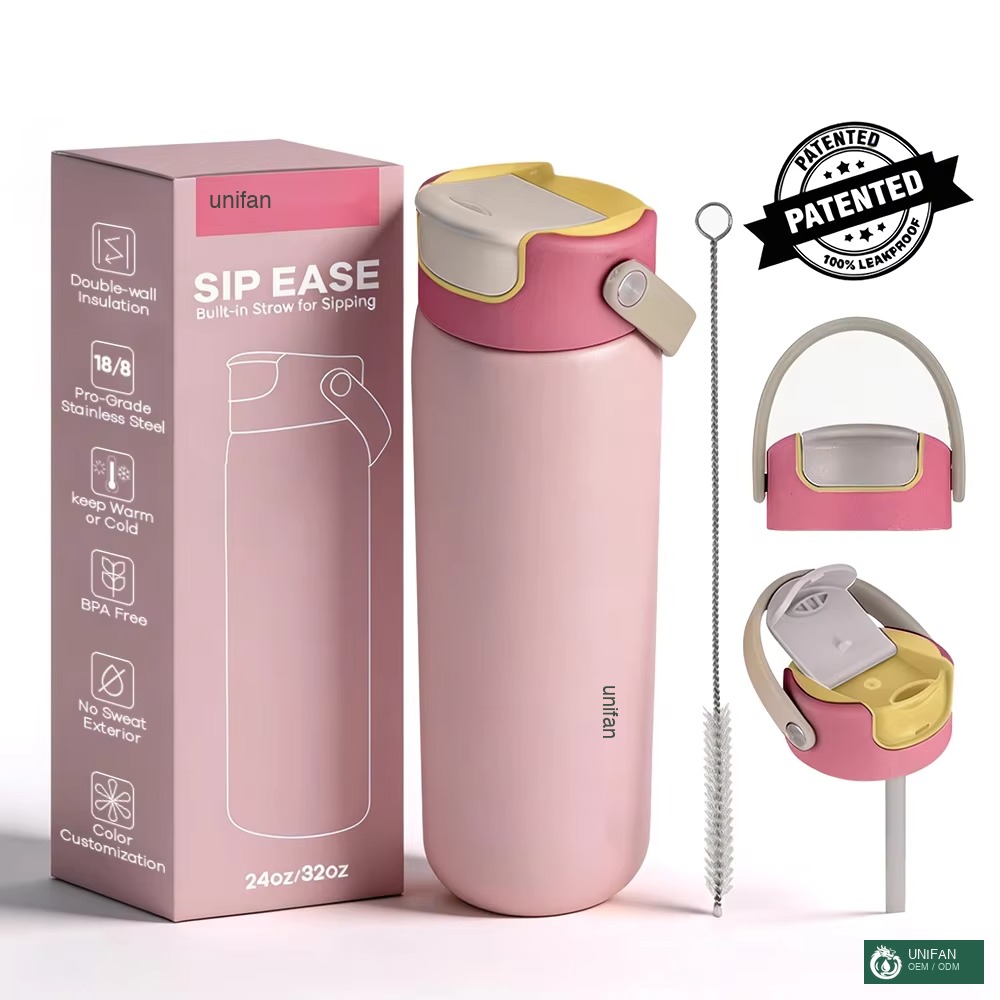 UNIFAN Support Multi-color Customization 32oz/40oz Double Wall 304 Stainless Steel Insulated Vacuum Water Bottle with Lid