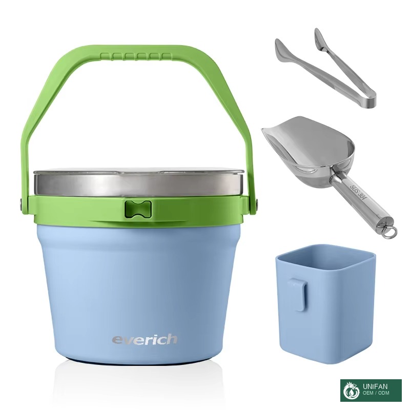 UNIFAN7L Ice Bucket 304 Stainless Steel Double Wall Insulated Vacuum Beer Cooler Support Custom With Accessory Lid