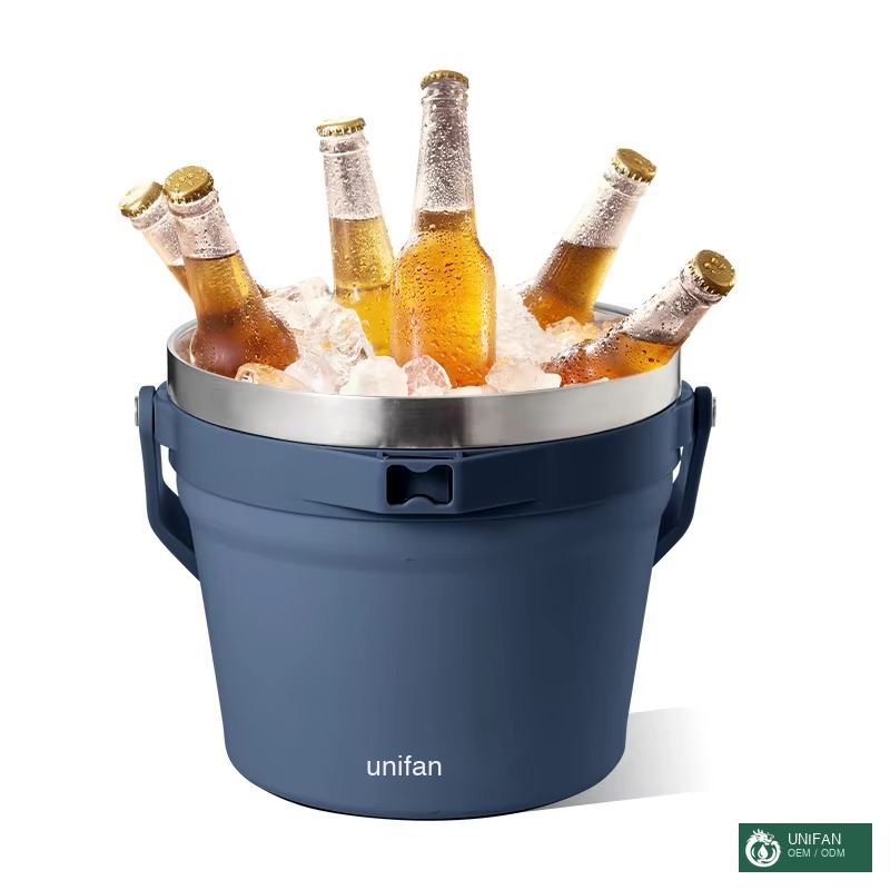 UNIFAN 7L Vacuum Insulated Ice Bucket with Lid and Scoop for Cocktail Champagne Wine Beer Hosting Stainless Steel for Large Parties