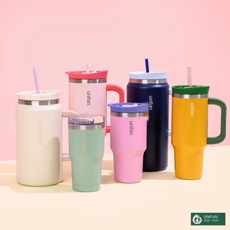 UNIFAN Factory 40oz Tumbler With 2 in 1 Lid Straw Double Wall Insulated Vacuum Tumbler Travel Mug Custom Logo Color