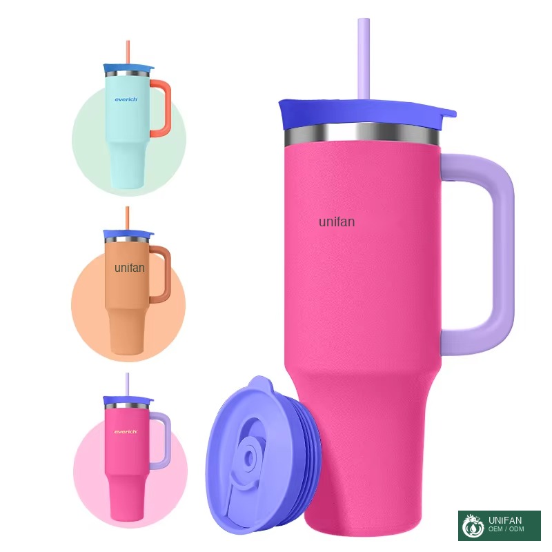 UNIFAN40oz New 2 in 1 Lid Handle Tumbler 304 Stainless Steel Double Wall Vacuum Insulated Travel Mug for Coffee & Beer