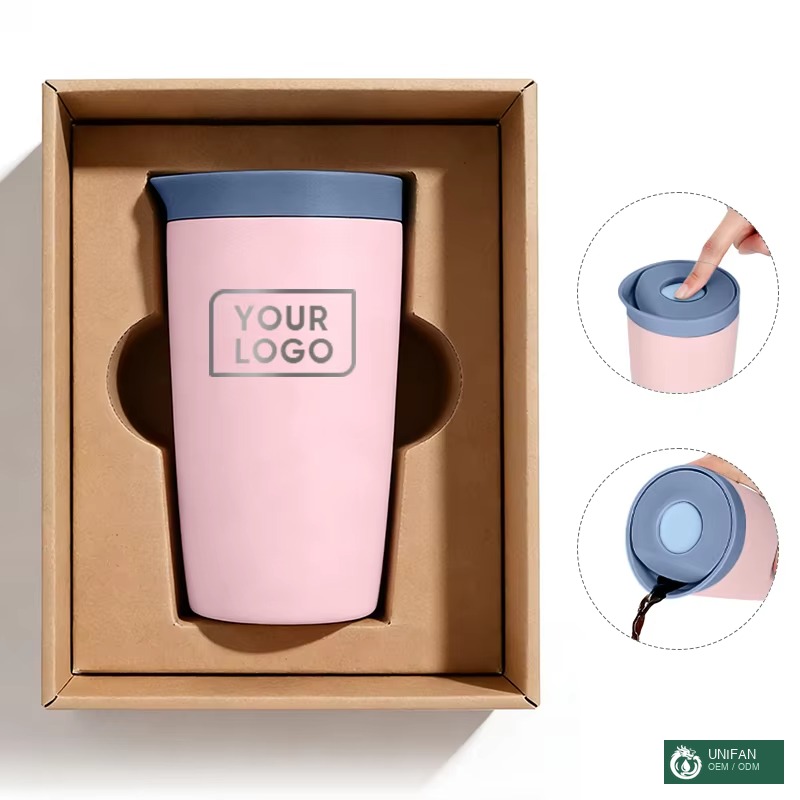 UNIFAN Hot-Selling Travel Coffee Mug with 100% Leak Proof Press Lid Reusable Insulated Stainless Steel Coffee Mug