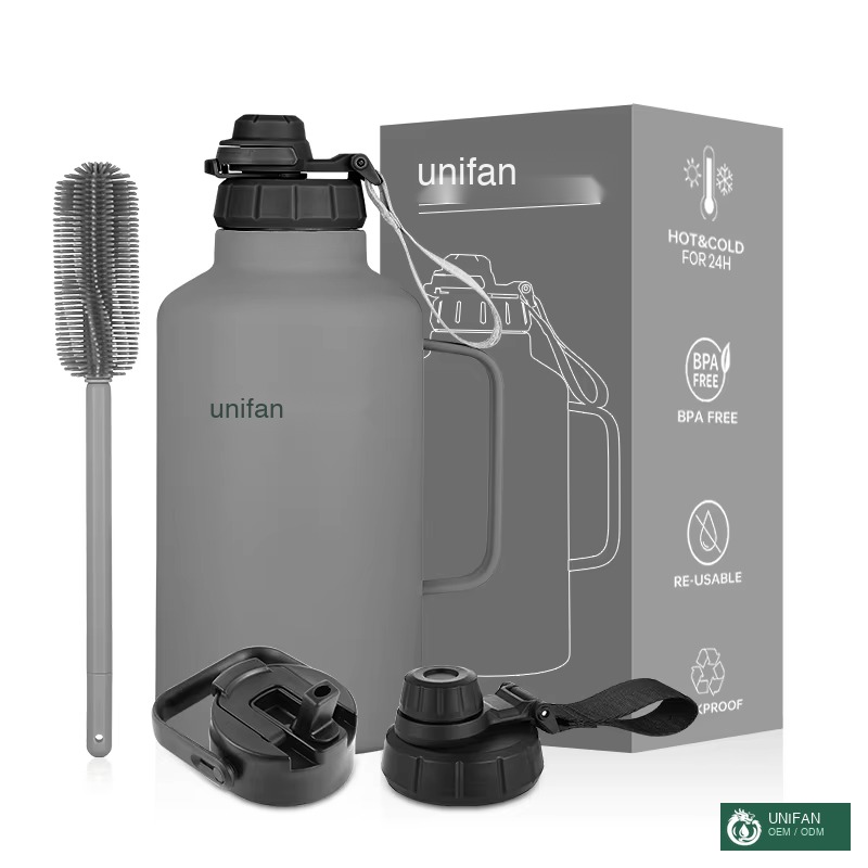 UNIFAN 64oz Triple Insulated Stainless Steel Beer Growler 1 Gallon Water Bottle Sports Bottle Outdoor Travel Jug