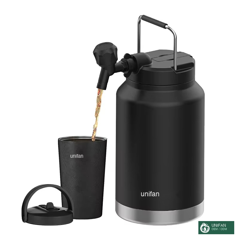 UNIFAN Stainless Steel BPA Free Wholesale Sport Insulated Growler Jug with Handle Lid Power Coated Paint