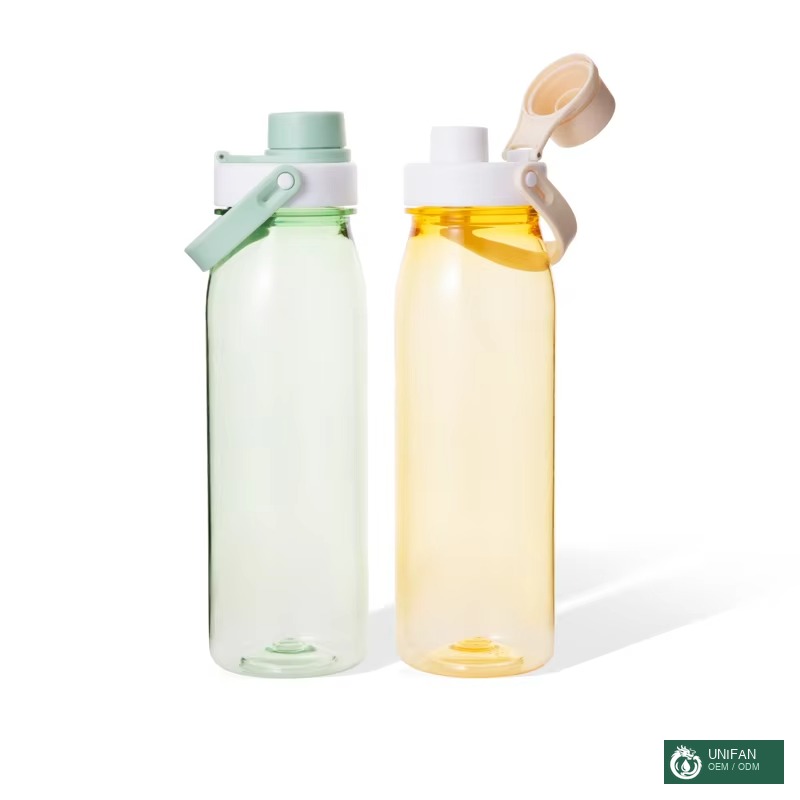 UNIFAN Fashionable Custom Logo 1000ml Plastic Sports Water Bottle Drink Cup Outdoor Portable Cup Gym Fitness Water Bottle With Straw