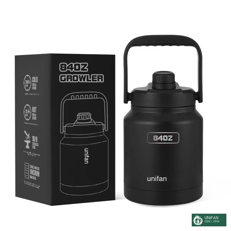 UNIFAN64/192oz Double-Wall Beer Growler, 24H Cold Retention, Wide Mouth & Dishwasher Safe, Home BBQ Tailgating Essentials