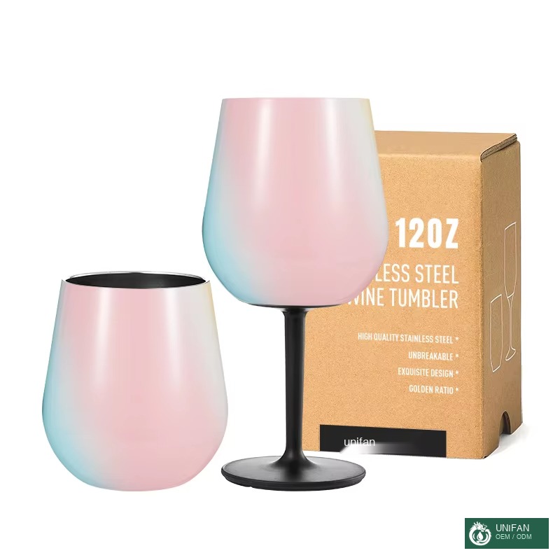UNIFAN Eco-Friendly UNIFAN12oz Wine Tumbler, Reusable Detachable Stem Double Wall Insulation Commercial Use for Catering Event Venues