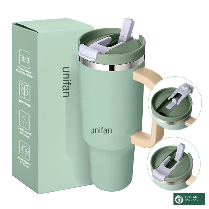 UNIFAN Stainless Steel Vacuum Insulated Tumblers Cups 40 oz with Handle and Straw