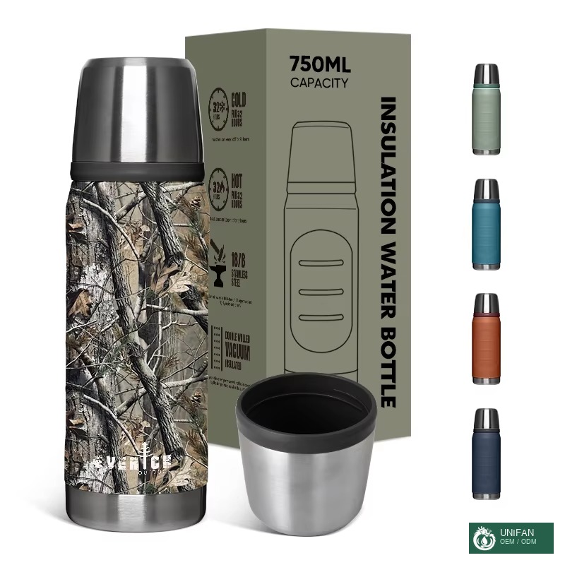 UNIFAN304 Stainless Steel Double-Layer Insulated Tumbler Outdoor Sports Water Bottle Handle Travel Thermal Flask