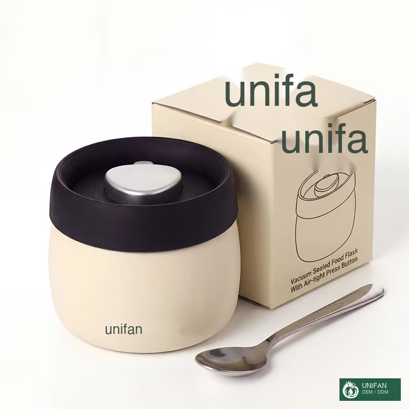 UNIFAN Customized Double-wall Stainless Steel 0.4L BPA Free Leak Proof Lunch Box PP Lid Dishwasher Microwave Safe for School Office