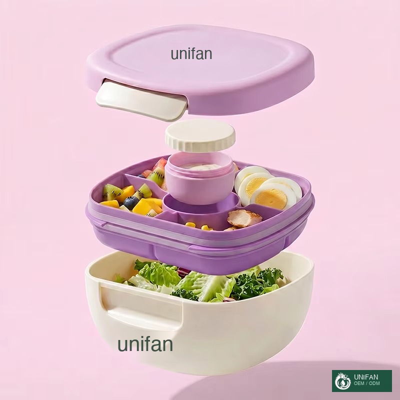 UNIFAN Portable Custom Functional Portable Lunch Box Plastic BPA-free Leakproof Easy to Clean Kid-Friendly Outdoor