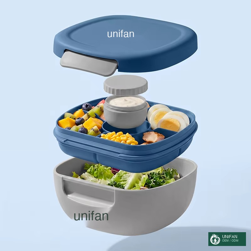 UNIFAN 1500ml Custom Functional Portable Lunch Box Plastic BPA-free Leakproof Easy to Clean Kid-Friendly Outdoor