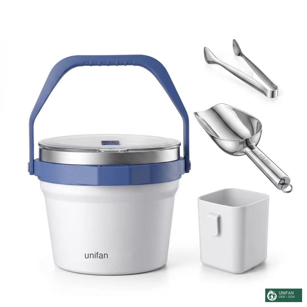 UNIFAN Custom 4.2L Double Wall Stainless Steel Insulated Ice Bucket With Lid Keeps Ice Cold & Dry Great for Home Bar and Wine