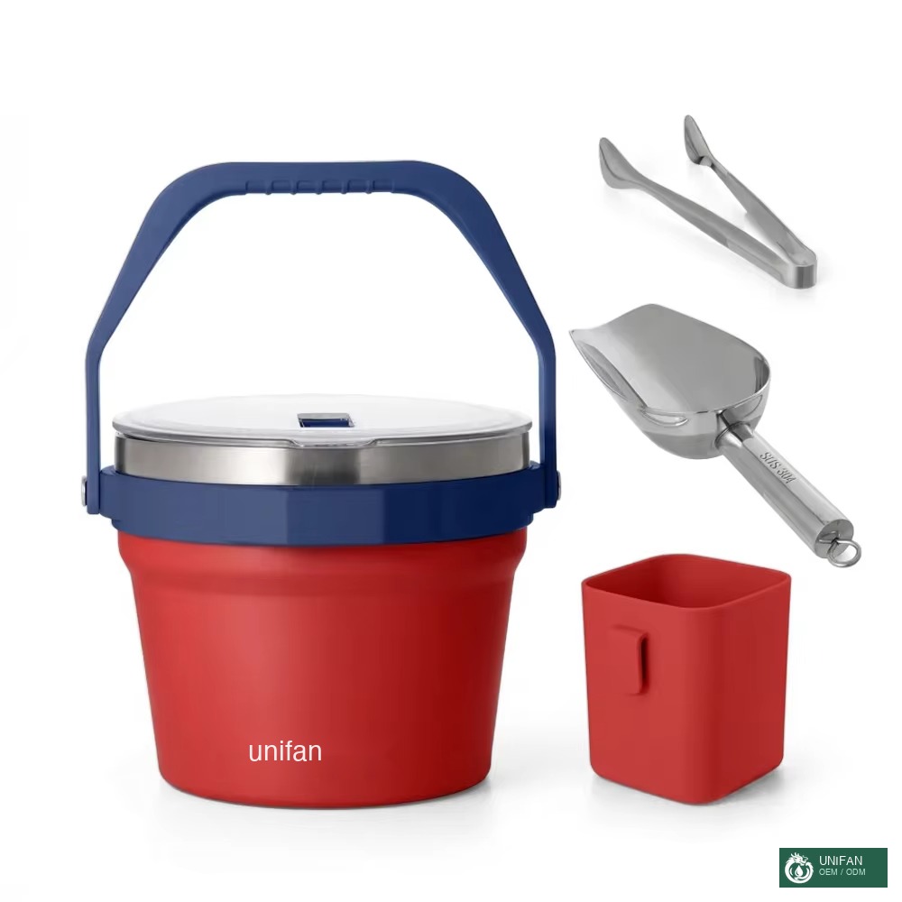 UNIFANCustom 4.2L Double Wall Stainless Steel Insulated Ice Bucket With Lid Keeps Ice Cold & Dry Great for Home Bar and Wine