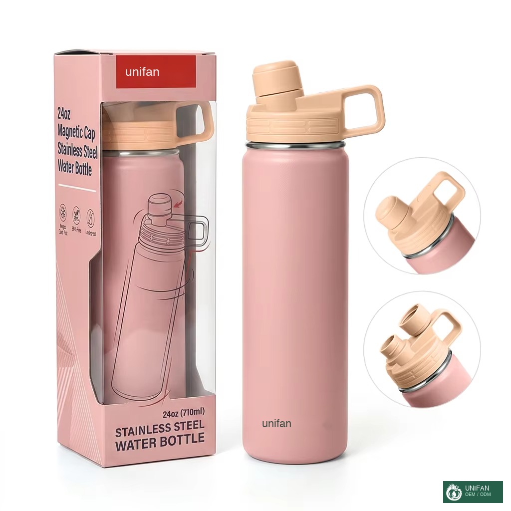 UNIFAN Magnetic Lid Vacuum Insulated Water Bottle Double Wall Stainless Steel Leak Proof BPA Free Eco-friendly Sports Travel Outdoor