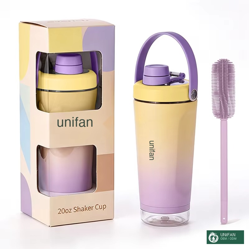 UNIFAN Stainless Steel Vacuum Insulated Shaker Bottle Leakproof Protein Mixer Hot & Cold Upgraded Classic Gym Fitness Outdoor Sports