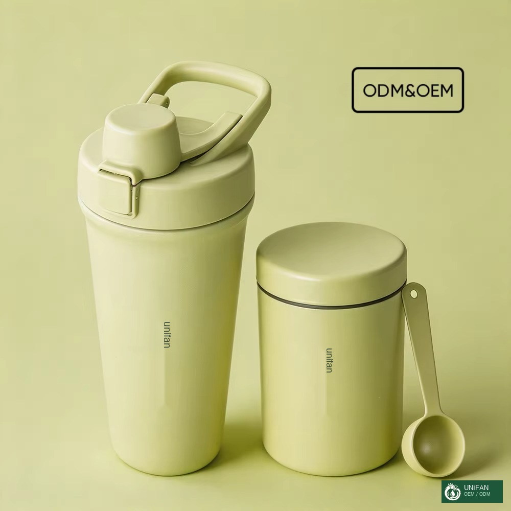 UNIFAN 26oz Vacuum Insulated Stainless Steel Shaker Bottle with One-Touch Flip Lid, Carry Handle Custom Logo for Gym Protein Shaker
