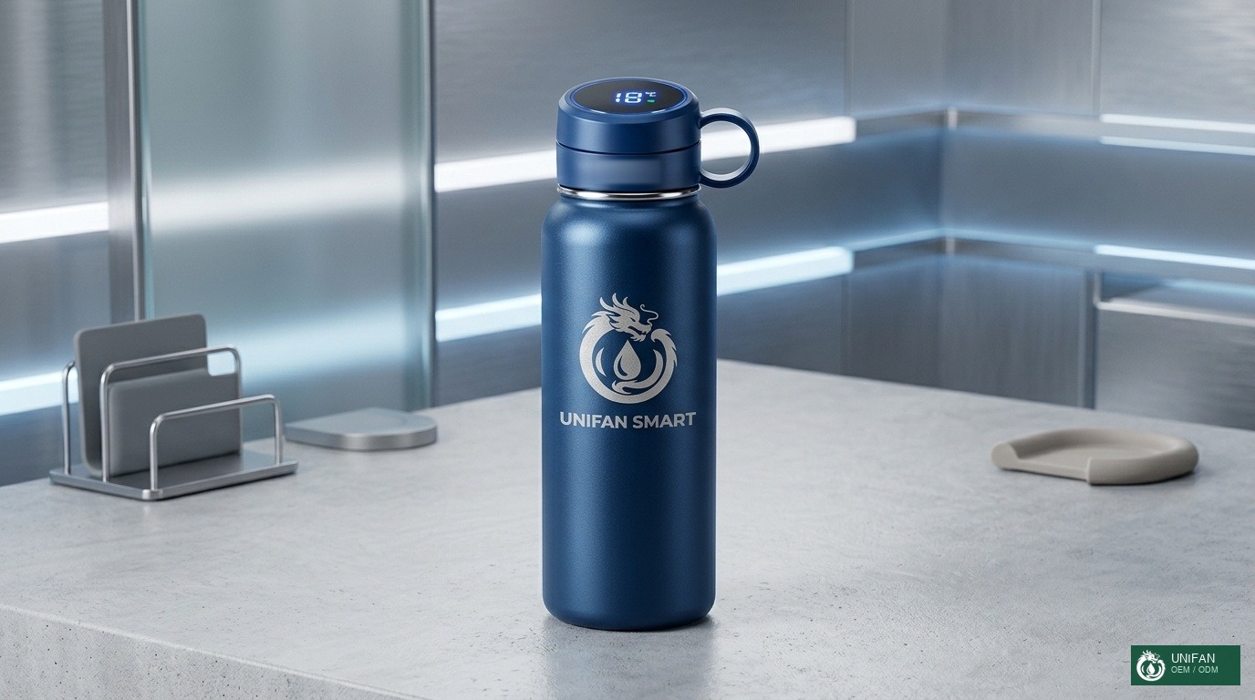 UNIFAN Smart IoT Temperature Display Vacuum Bottle 500ml with High-Sensitivity Touch OLED Cap